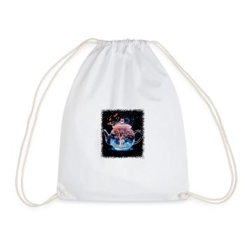birthday present boba tea animal happy - Drawstring Bag - white - Front