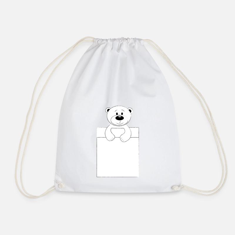 Bear in bed - Drawstring Bag - white
