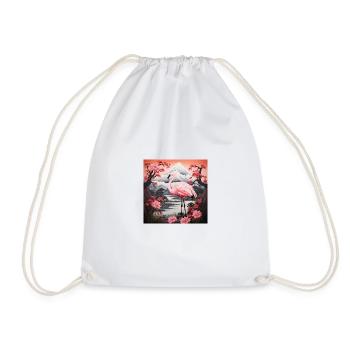 Flamingo (no1) - Japanese - Drawstring Bag - white - Front
