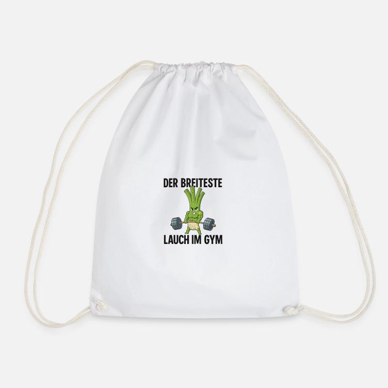 Der breiteste Lauch im Gym Tshirt, Geschenk lustig - Turnbeutel - Weiß