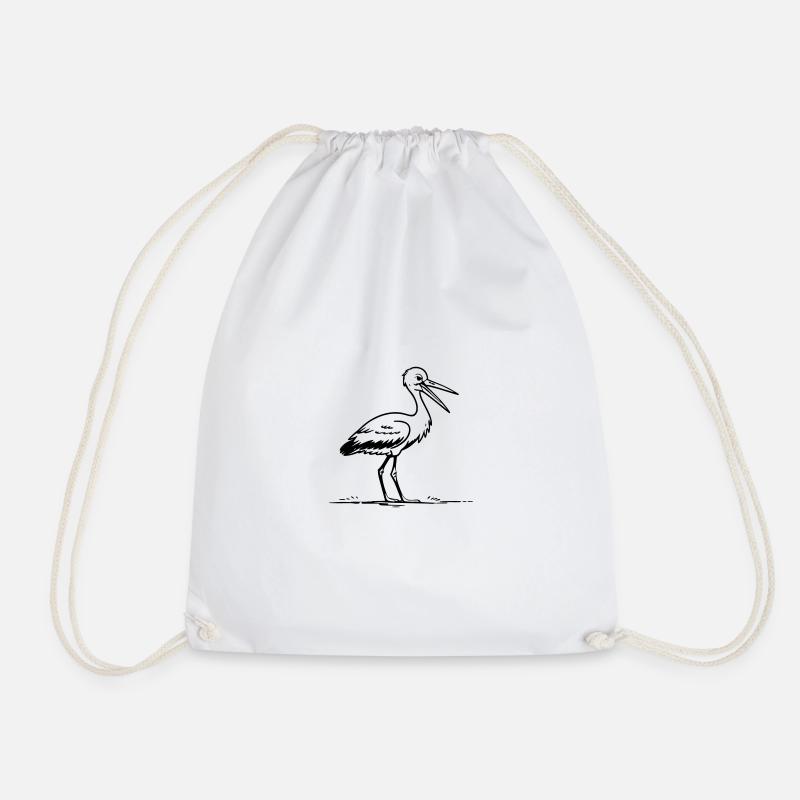 Storch als Vektorgrafik - Turnbeutel - Weiß