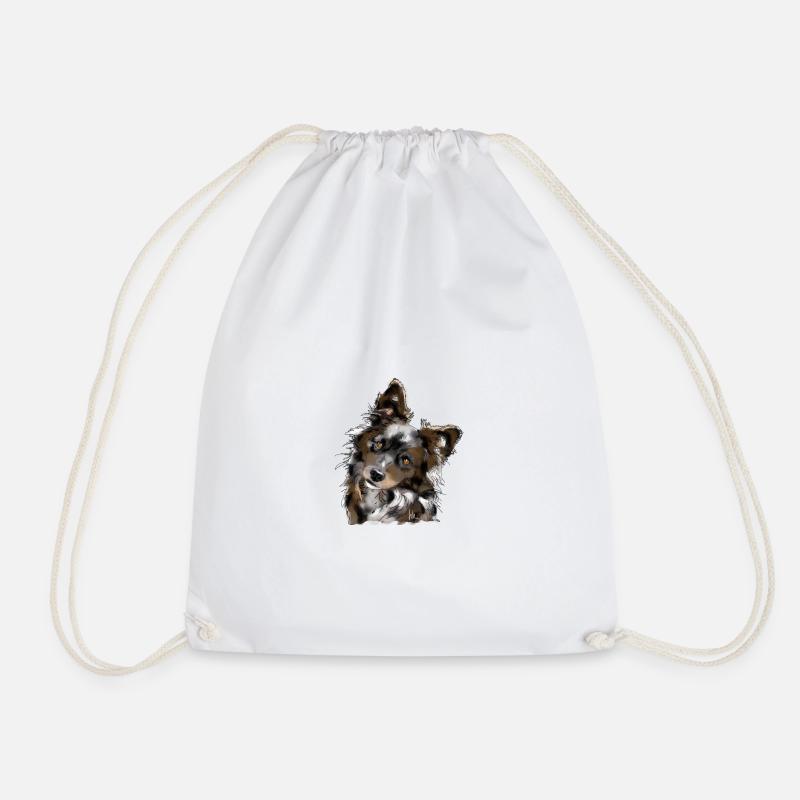 Australian Shepherd - Drawstring Bag - white
