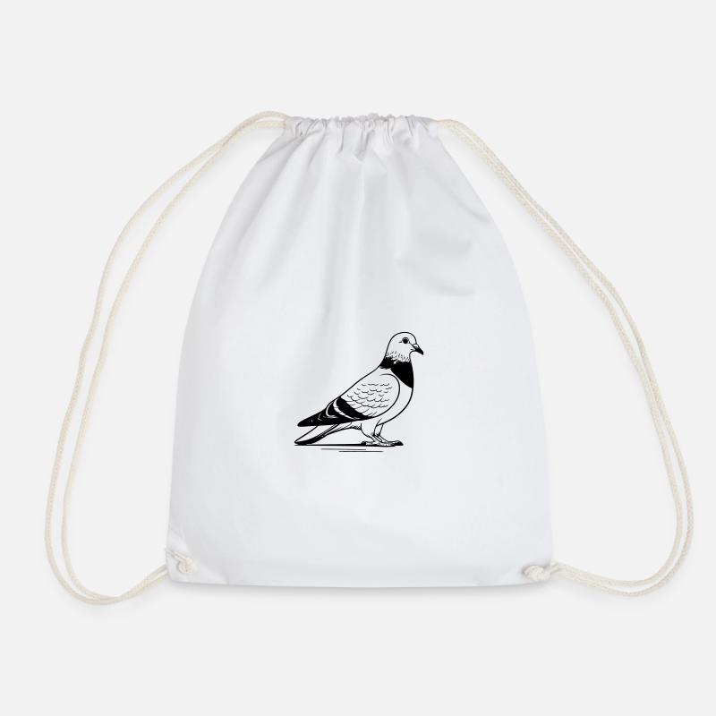Street pigeon as vector illustration - Drawstring Bag - white