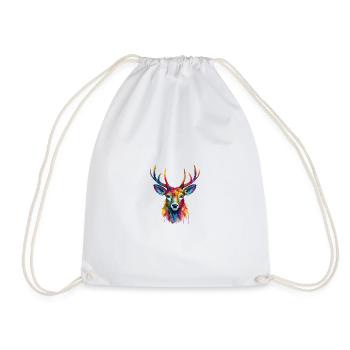 colorful dripping deer - Drawstring Bag - white - Front