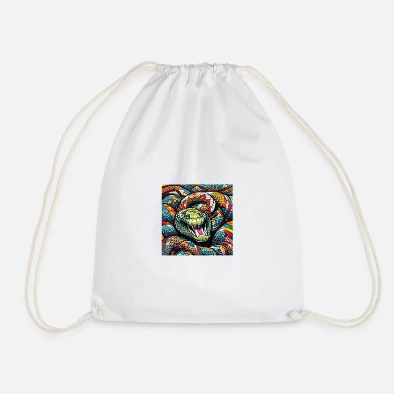 Colorful Snake Comic Style - Drawstring Bag - white