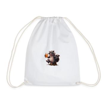 Waschbär Bier Geschenk - Turnbeutel - Weiß - Vorne