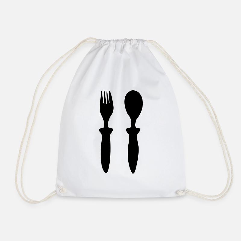 fork spoon - Drawstring Bag - white