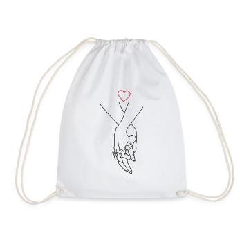 hands couple heart - Drawstring Bag - white - Front