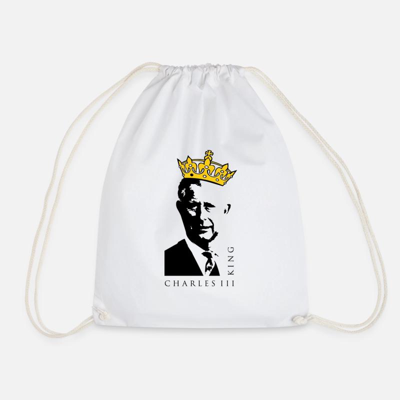 T Shirt King Charles 3 with crown 2 - Turnbeutel - Weiß