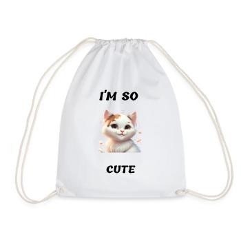I'm So Cute - little cat way too cute - Drawstring Bag - white - Front