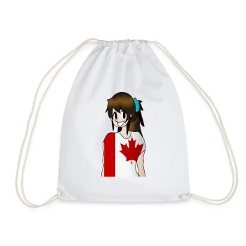 Canada anime girl flag - Drawstring Bag - white - Front