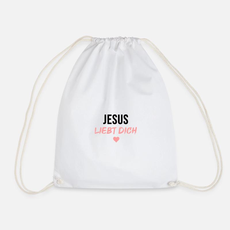 Jesus liebt dich - Herz - Turnbeutel - Weiß