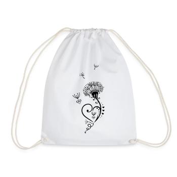 Dandelion with hearts in Tribal-, Tattoo Style. - Drawstring Bag - white - Front