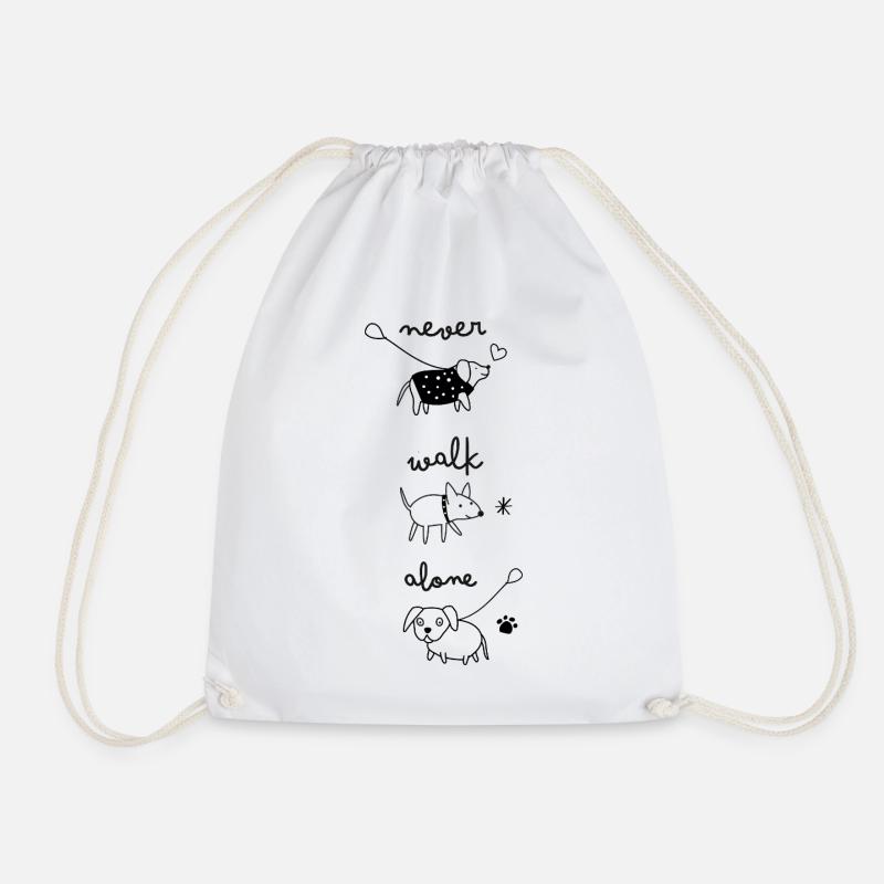 never walk alone - Drawstring Bag - white