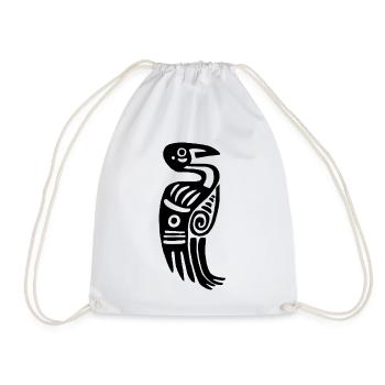 Black Tribal Bird - Drawstring Bag - white - Front