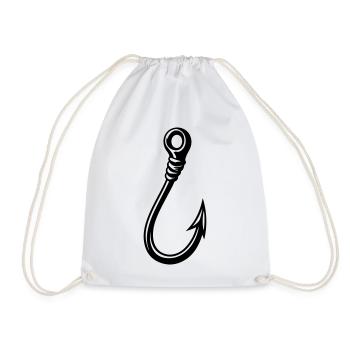 Fish hook icon - Drawstring Bag - white - Front