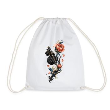 Steampunk-Nadel und Blumen - Turnbeutel - Weiß - Vorne