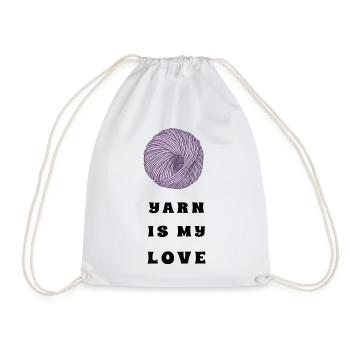 Yarn Is My Love – Lilac Yarn – Crochet & Knitting - Drawstring Bag - white - Front