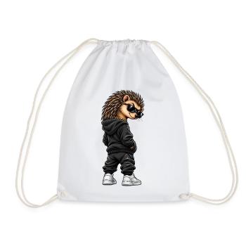 Igel im Streetstyle – Frecher Gangster-Look - Turnbeutel - Weiß - Vorne