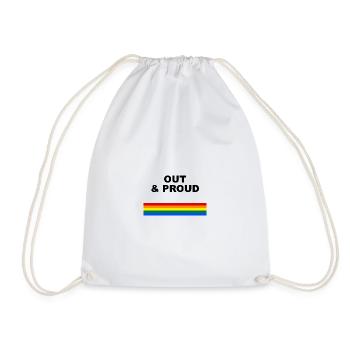 Out & Proud Regenbogen Flaggen Design - Turnbeutel - Weiß - Vorne