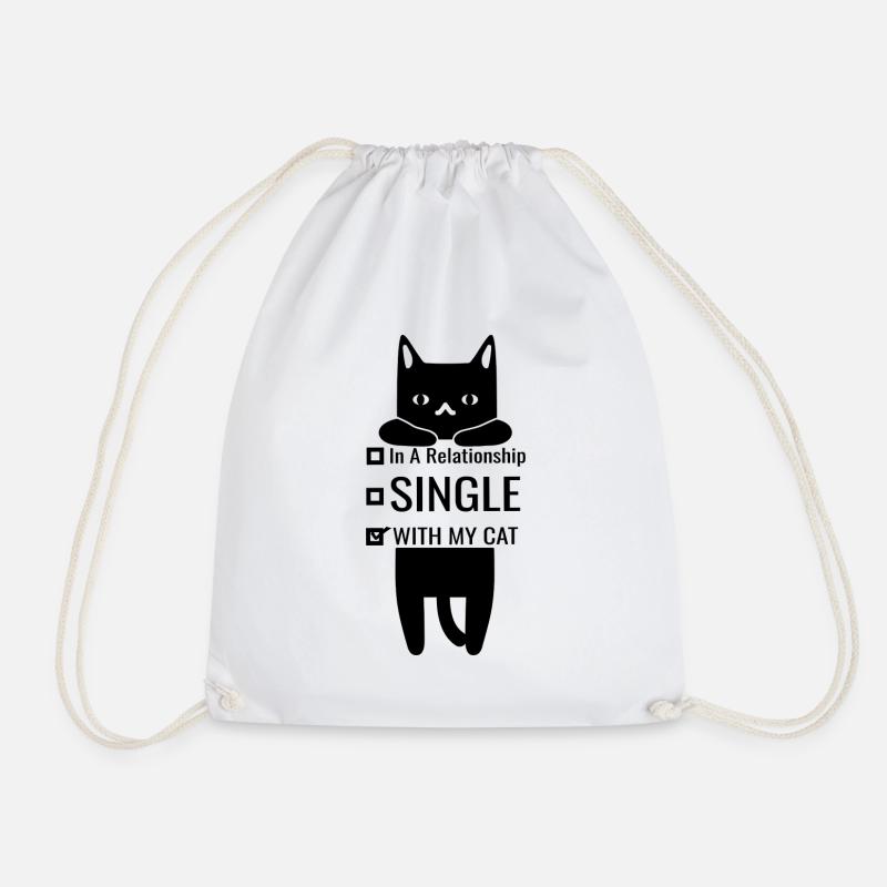 Single in a relationship with my cat humor - Drawstring Bag - white