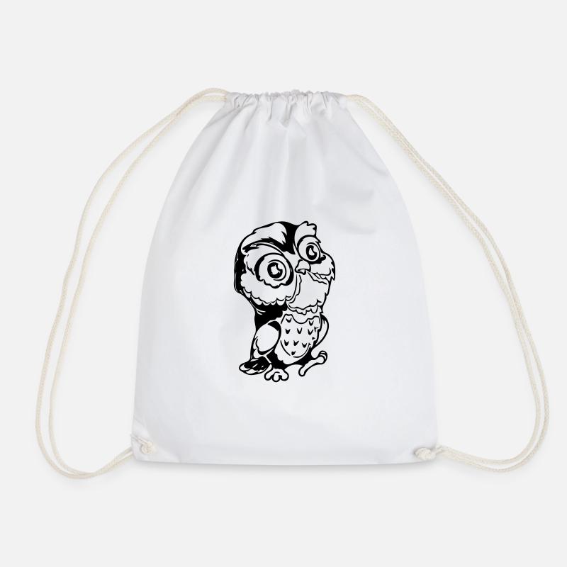 Cute owl - Drawstring Bag - white
