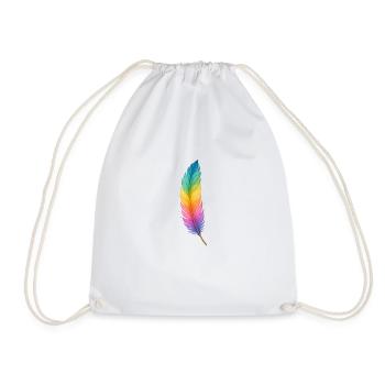Colorful Feather – Sanfte Kraft in Regenbogenfarbe - Turnbeutel - Weiß - Vorne