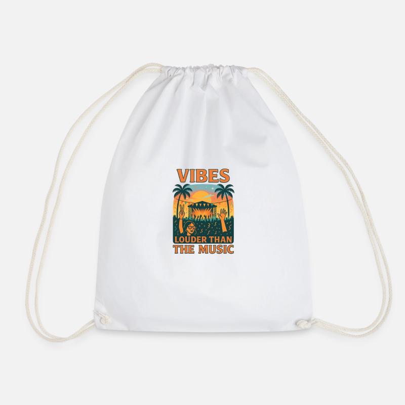 Vibes Louder Than The Music - Drawstring Bag - white