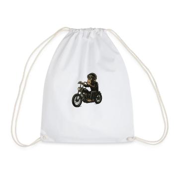 Biker Monkey - Drawstring Bag - white - Front