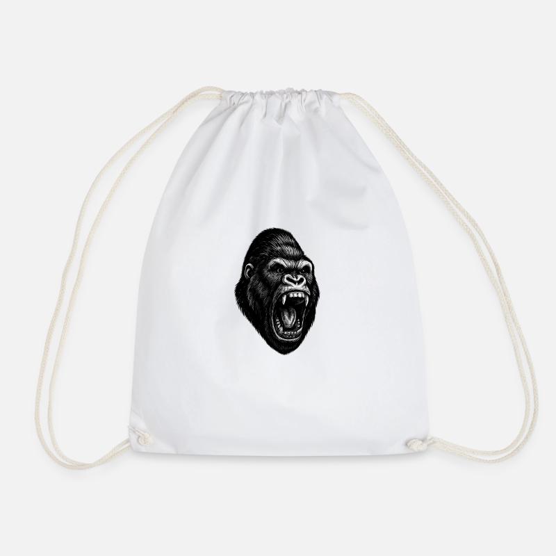 Brutal Gorilla - Drawstring Bag - white