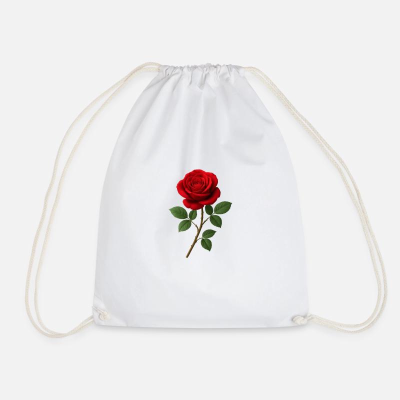 Elegante rote Rose - Turnbeutel - Weiß