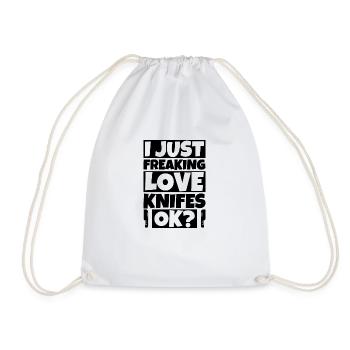 Knife Lover Funny Gifts Knife - Drawstring Bag - white - Front