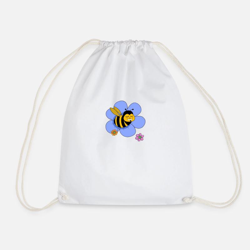 Fat funny bee - Drawstring Bag - white