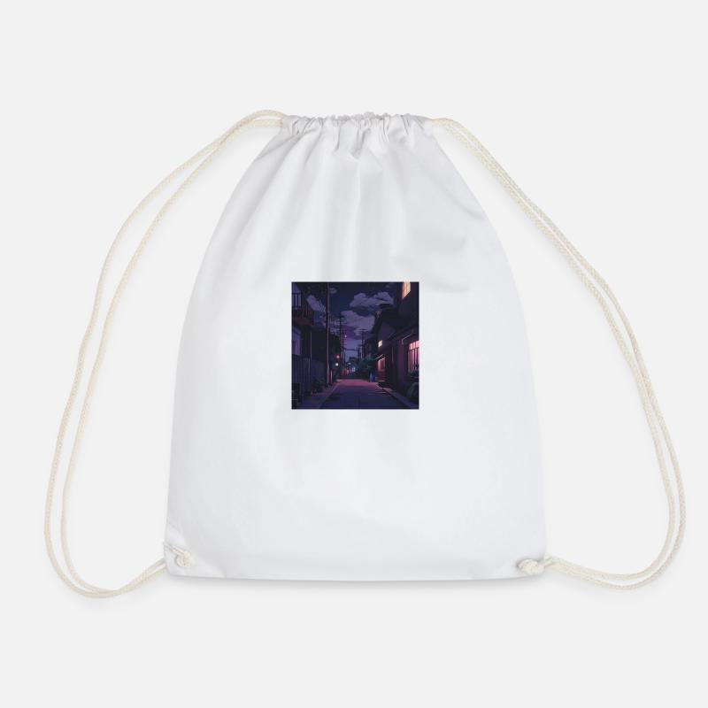 Lofi night - Drawstring Bag - white