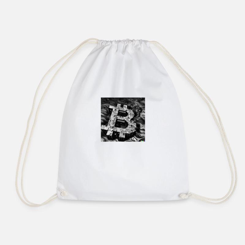 Bitcoin B in black and white 3D in cyber space - Turnbeutel - Weiß