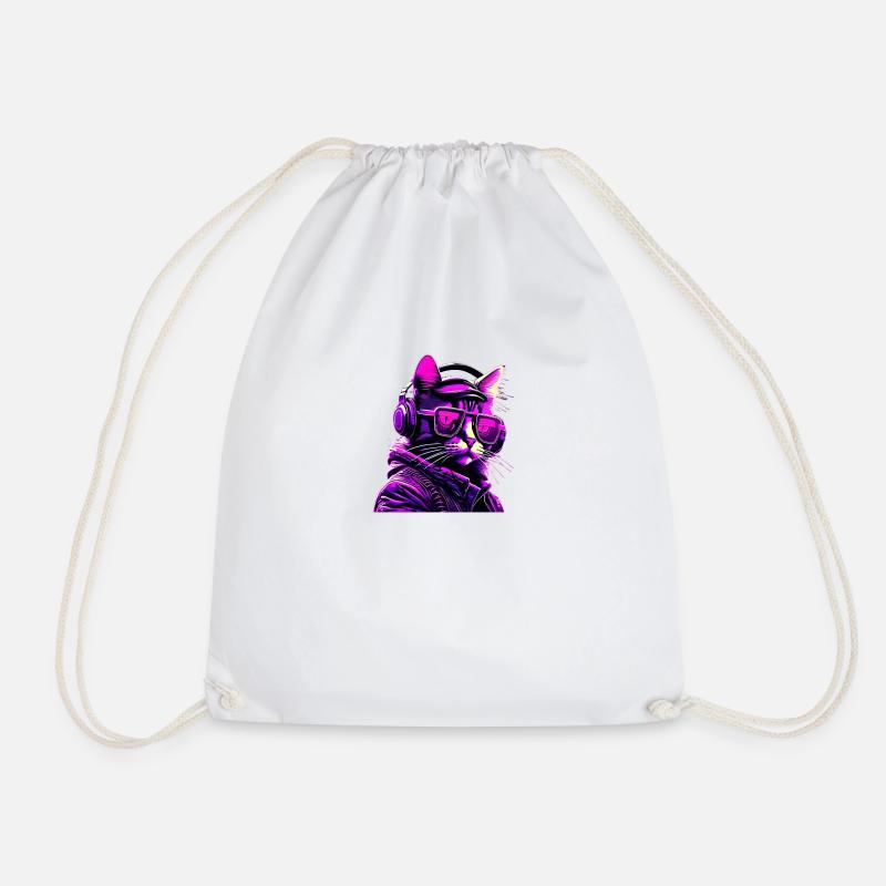 Techno Katze Neon - Turnbeutel - Weiß
