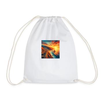 A café in the sunset at the edge of the world - Drawstring Bag - white - Front