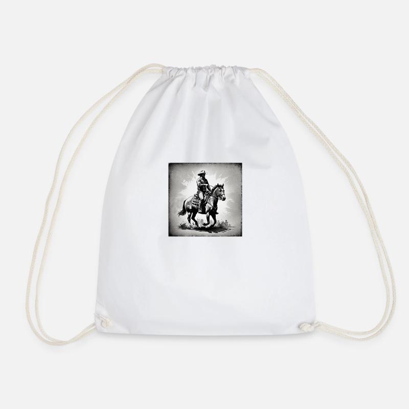 Cowboy riding - Drawstring Bag - white