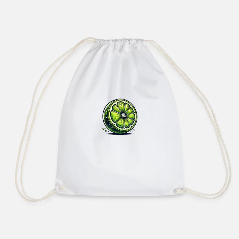 Artistic Lime – Fruity Illustration - Drawstring Bag - white