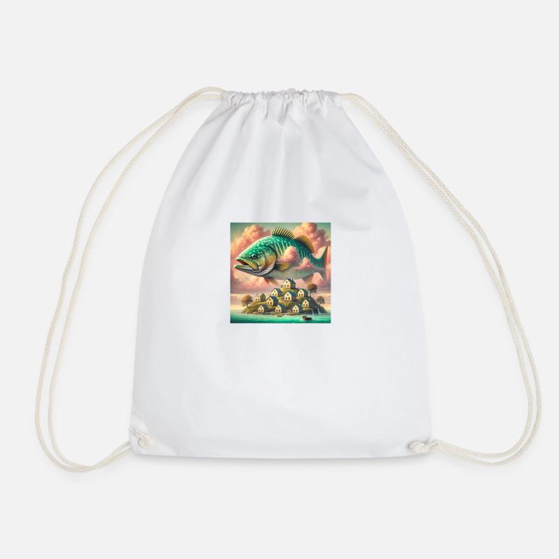 The Flying Fish - Drawstring Bag - white