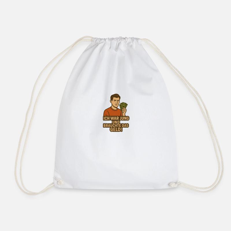 Young, broke, motivated - Drawstring Bag - white