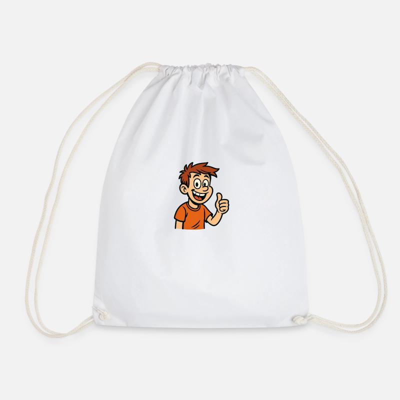 Thumbs Comic Kid in Cool Mode - Drawstring Bag - white