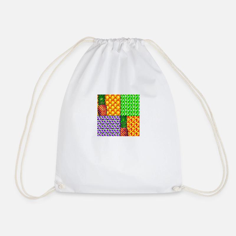 Tropical Fruits Mosaic - Drawstring Bag - white