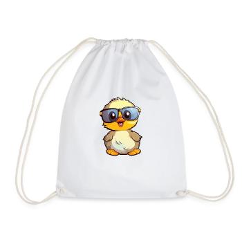 Little cute duck wearing sunglasses. - Drawstring Bag - white - Front