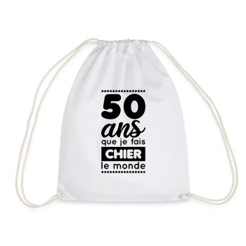 Anniversaire - 50 ans que je fais chier le monde - Sac de sport léger - blanc - Devant