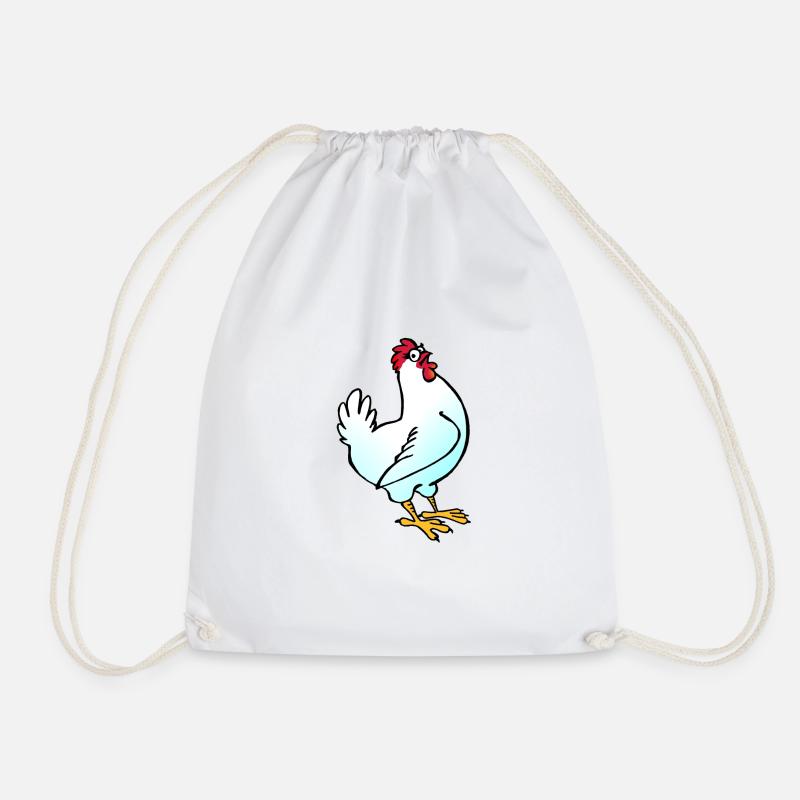Hen - Drawstring Bag - white