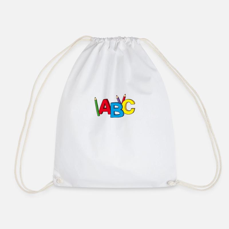 ABC motif, ideal for early school / school enrollment - Drawstring Bag - white