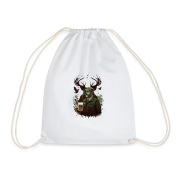 Hunter in the wilderness drinks a beer - Drawstring Bag - white - Front