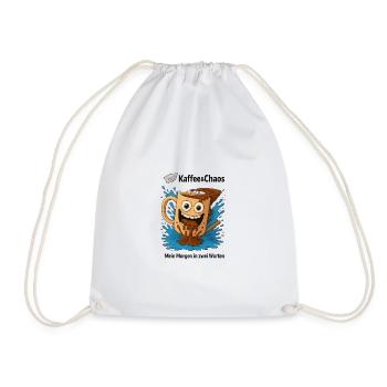 Coffee & Chaos - Drawstring Bag - white - Front