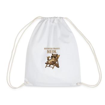 Before you ask: No. – Raccoon mode🦝😑 - Drawstring Bag - white - Front